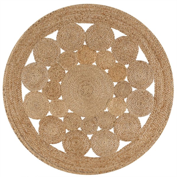 Cassia Round Natural Jute Boho Circle Natural 7 ft. Round Area Rug