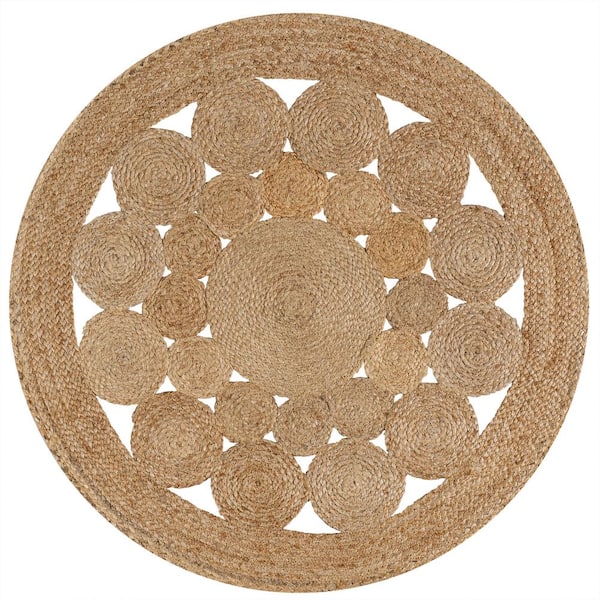 JONATHAN Y Cassia Round Natural 3 ft. Jute Boho Circle Natural Round Area Rug