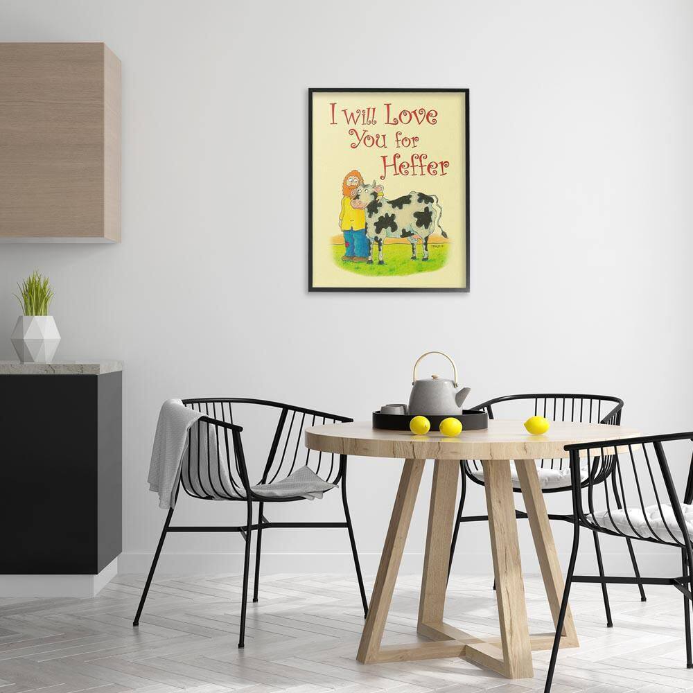 Love You for Heffer by Roger Straub Black Framed Typography Giclee Art Print 30 in. x 24 in.