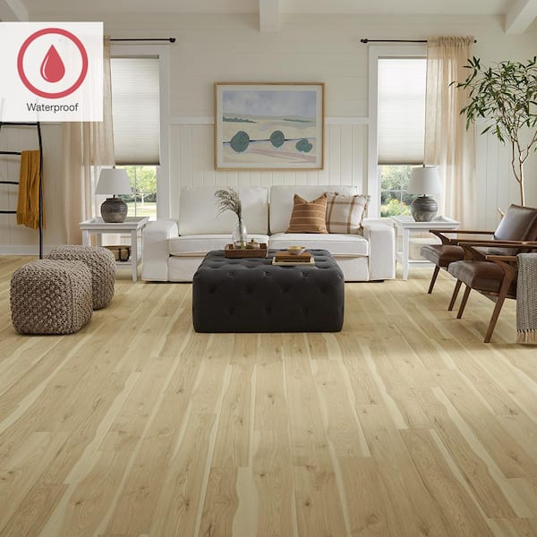 Outlast+ Arden Linen Hickory 12 mm T x 6.1 in. W Waterproof Laminate Wood Flooring (16.12 sqft/case)