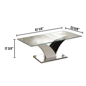 Sloane 48 in. White Large Rectangle Glass Coffee Table