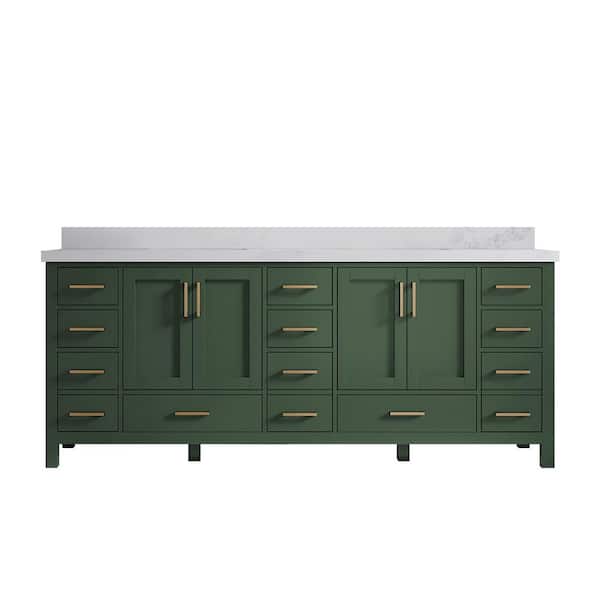 Willow Collections Malibu 84 in. W x 22 in. D x 36 in. H Double Sink Bath Vanity in Lafayette Green with 2 in. Calacatta Nuvo Top