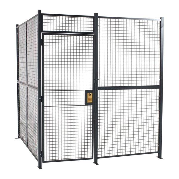 Vestil 150 in. x 150 in. x 101.25 in. Welded Gray Wire Mesh 4-Sides with Hinged Door No Ceiling Driver/Trucker Cage