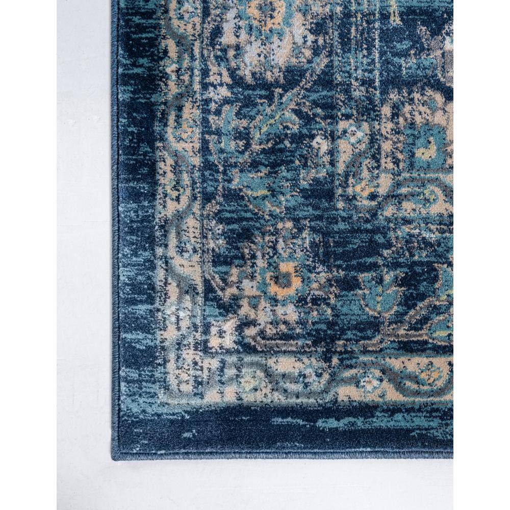 Navy Blue and Beige 6' x 9' Synthetic Stain-Resistant Area Rug