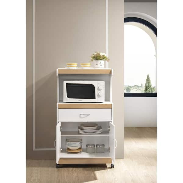 White Microwave Cart with Storage