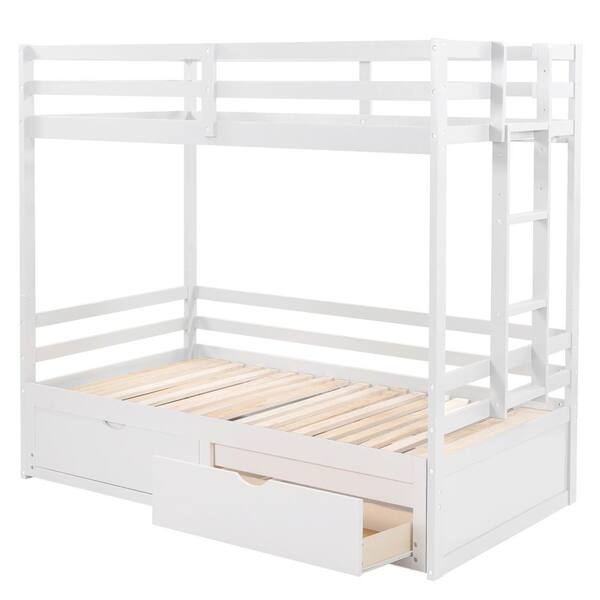 White Twin Over Full King Bunk Bed, Convertible Twin To King Bed