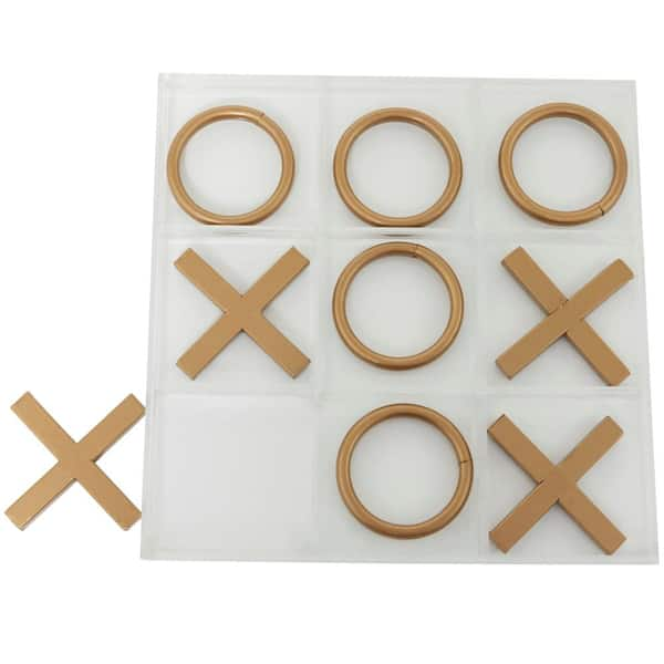 12 Modern Acrylic and Iron Tic Tac Toe Set Gold - Olivia & May