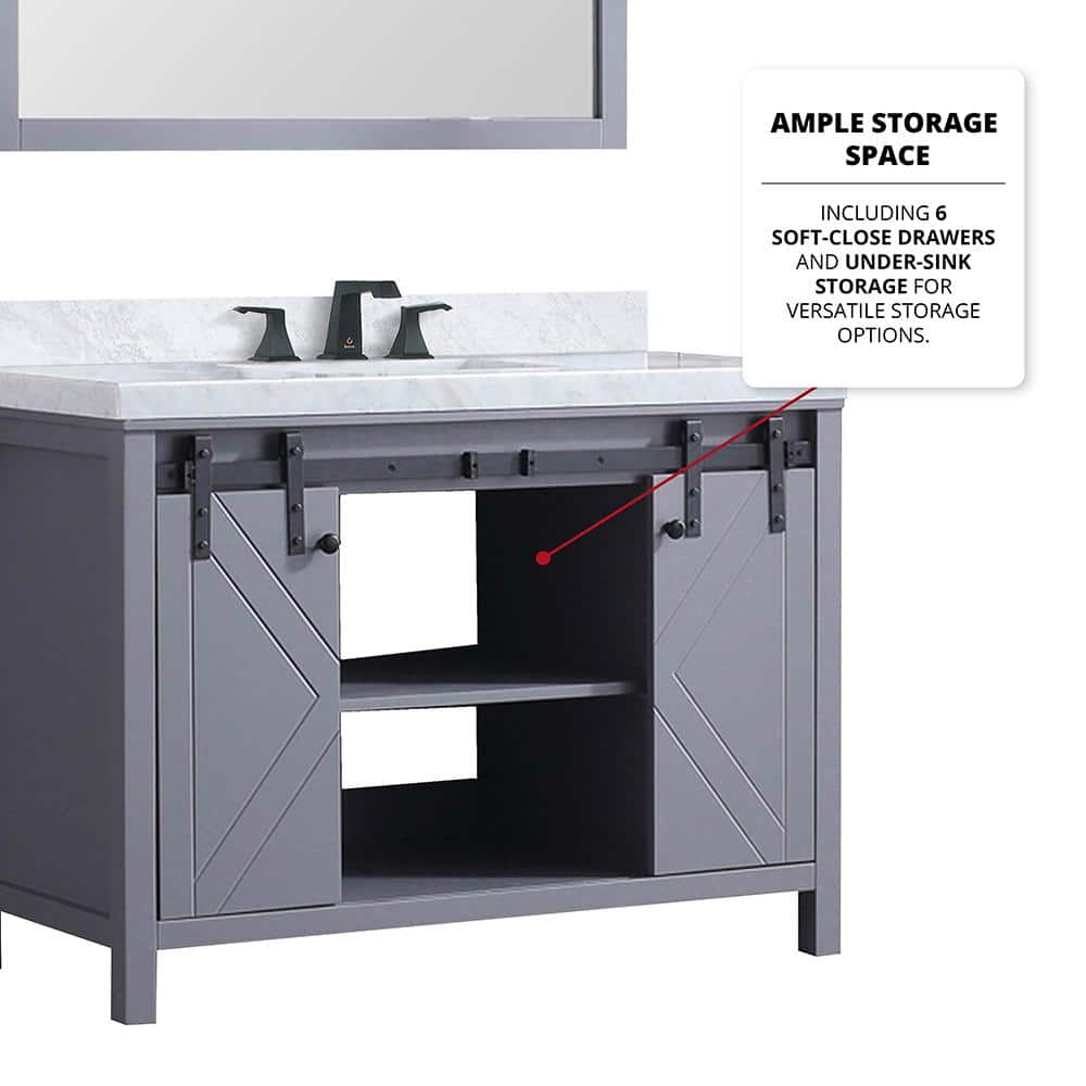 Marsyas 48" Dark Gray Single Vanity with Carrara Marble Top