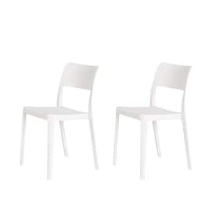 La Vie White Stackable Resin Armless Dining Chair (Set of 2)