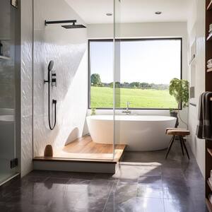 3-Spray Patterns with 2.5 GPM 10 in. Wall Mount Dual Shower Heads with Handheld in Matte Black (Valve Included)