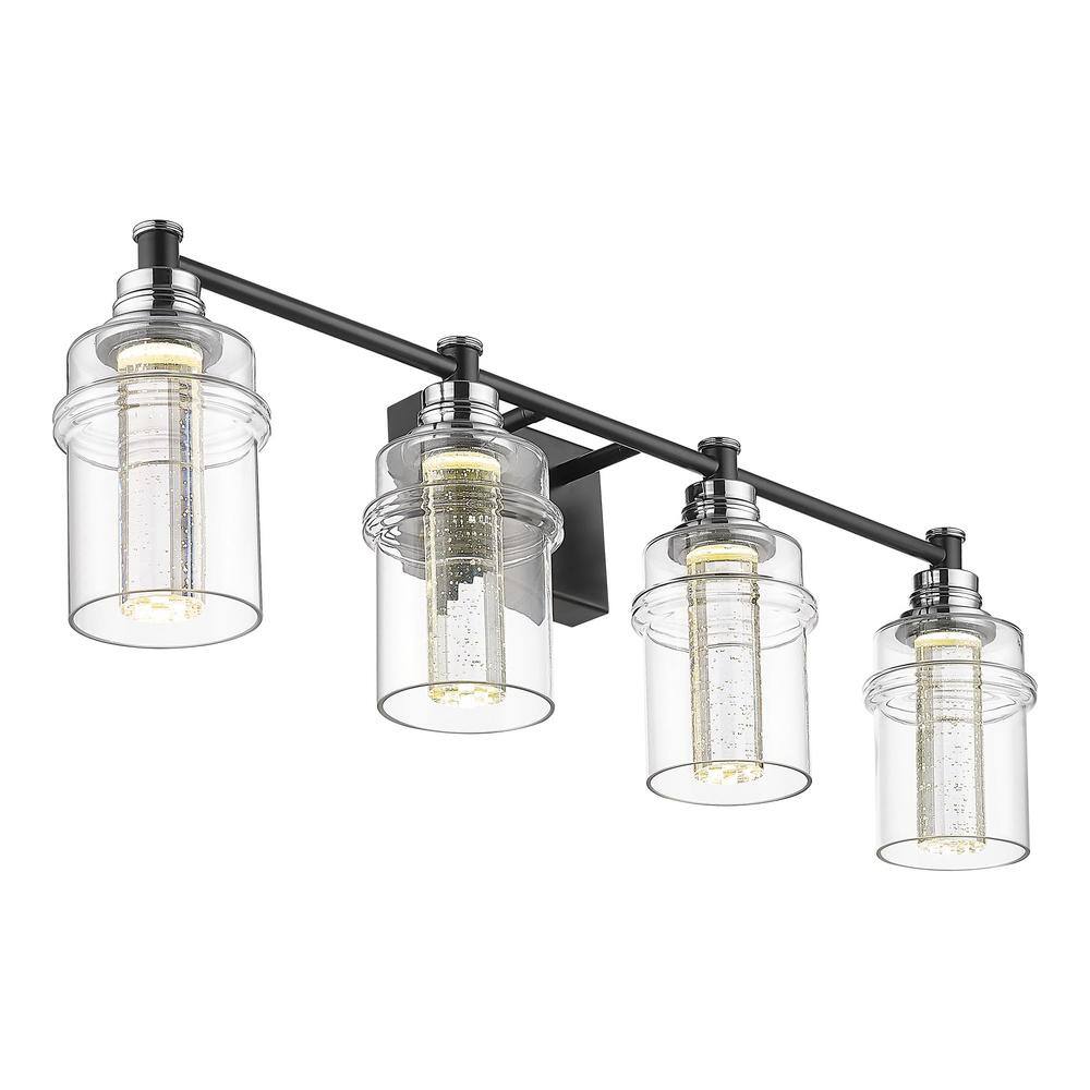 30 in. 4-Light 3CCT LED Chrome Black Vanity Light Over Mirror with Clear Glass Shade price history on PriceWatchPro