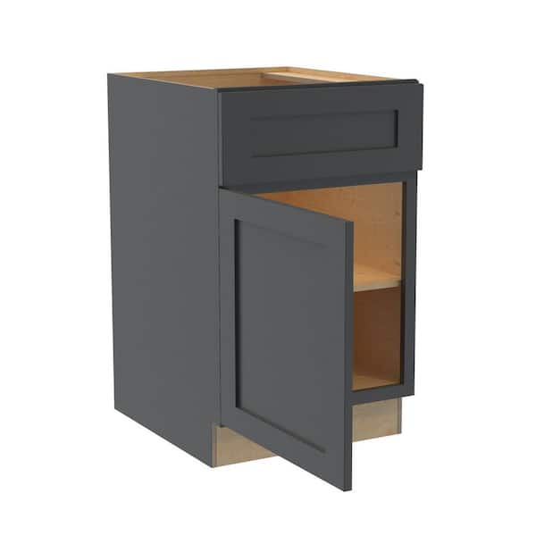 Home Decorators Collection Newport 21 in. W x 24 in. D x 34.5 in. H Assembled Plywood Base Kitchen Cabinet in Deep Onyx with Soft Close LH