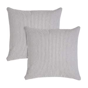 Mai Gray Striped Hand-Woven 20 in. x 20 in. Indoor Throw Pillow Set of 2