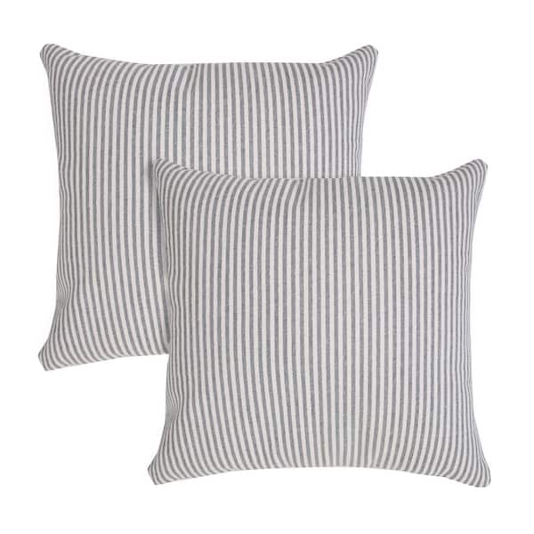 Unbranded Mai Gray Striped Hand-Woven 20 in. x 20 in. Indoor Throw Pillow Set of 2