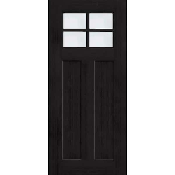Regency 36 in. x 80 in. Universal Handing 4 Lite 1/4 Toplite Clear Glass Onyx Fir Grain Fiberglass Front Door Slab