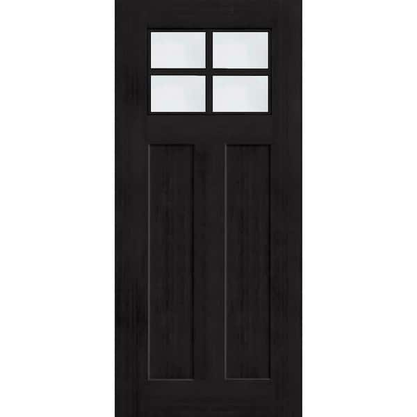 Steves & Sons Regency 36 in. x 80 in. Universal Handing 4 Lite 1/4 Toplite Clear Glass Onyx Fir Grain Fiberglass Front Door Slab