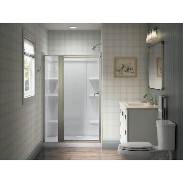 Attend 45 in. W x 69 in. H Pivot Framed Shower Door in Nickel