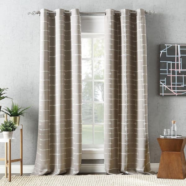 Saki Shibori Print Stone Polyester 40 in. W x 95 in. L Grommet Blackout Curtain (Single Panel)