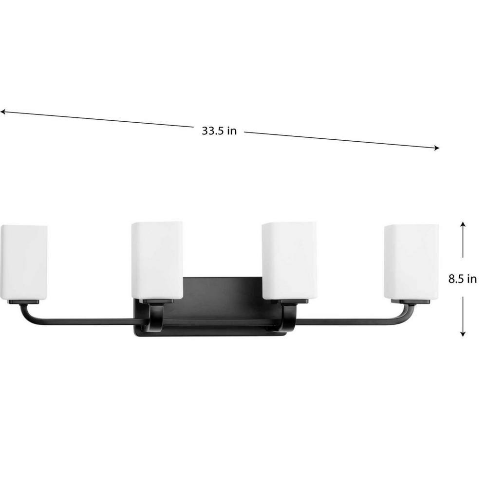 Cowan Matte Black 4-Light Wall Fixture with Etched Opal Glass Shades