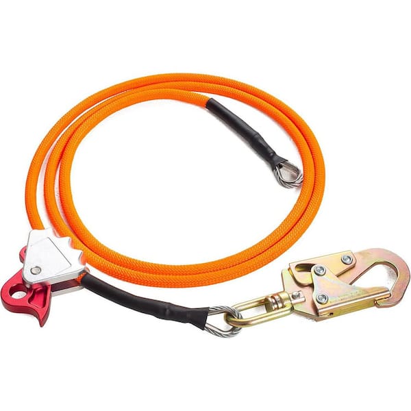 8 ft. Steel Core Adjustable Retractable Lifeline with High-Strength Nylon and Steel Swivel Snap for Tree Climbing Safety