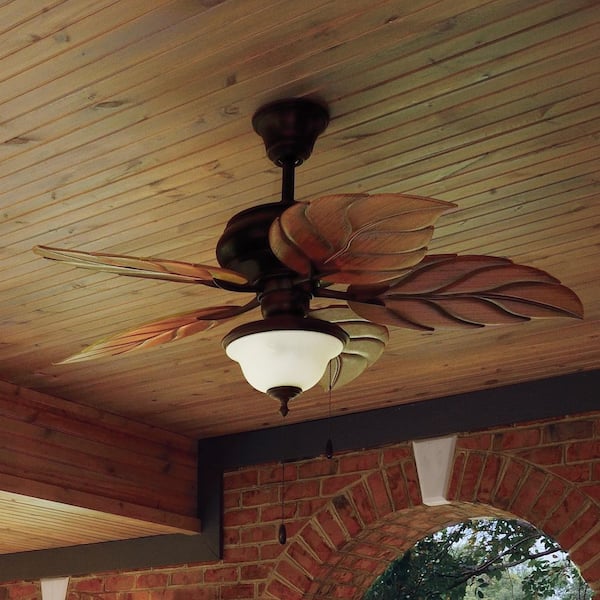 AirPro Outdoor 52 in. Indoor/Outdoor Antique Bronze Outdoor Ceiling Fan Brown Blade Finish Downrod Mount Included