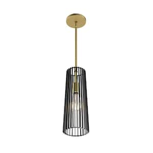 Gatsby 40-Watt 1 Light Black & Gold Modern Cage Mini Pendant Light Fixture for Kitchen Island