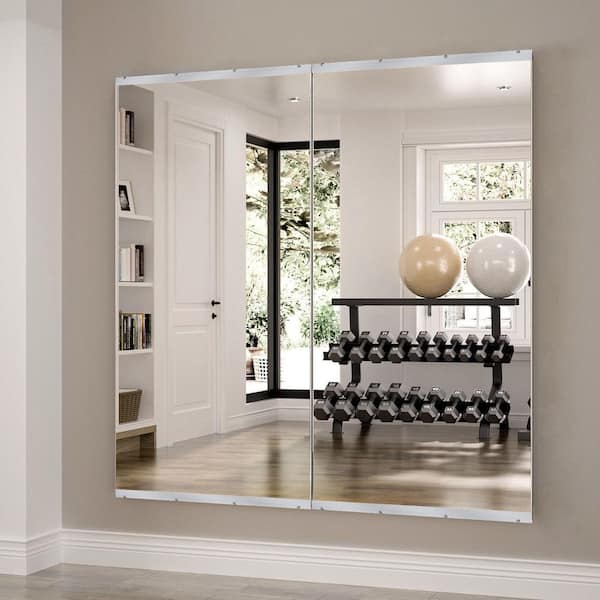 Sxiawe 36 in. W x 72 in. H Shatterproof Rectangular Frameless Edge