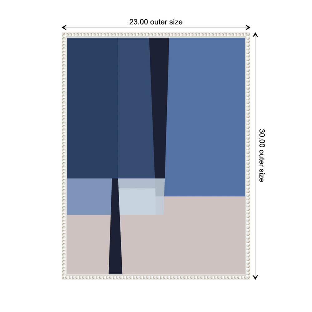 Blue and White Abstract Canvas Wall Art with Beaded Frame