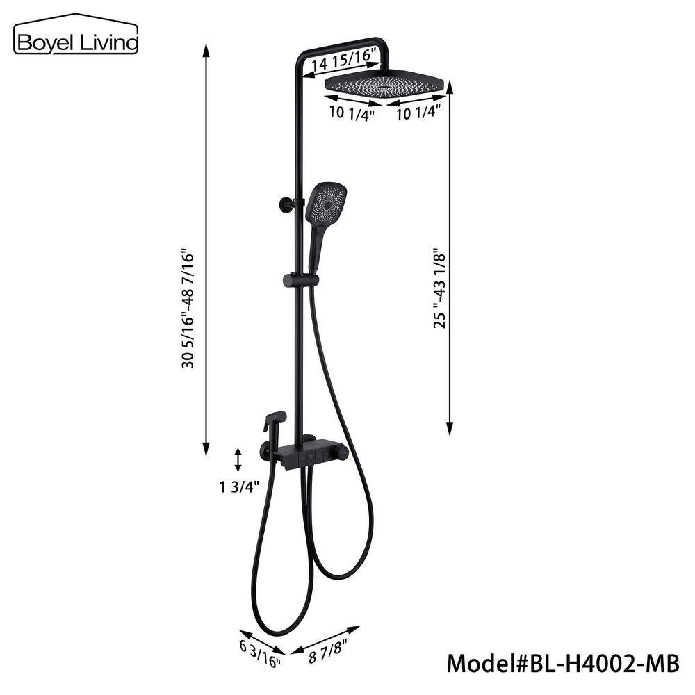 Matte Black Dual Shower Head with Handheld and Tub Spout