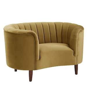 Millephri Olive Yellow Velvet Arm Chair