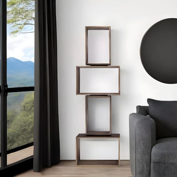 HomeRoots 16 in. Tall Brown Wood 2 Shelf Standard Bookcase