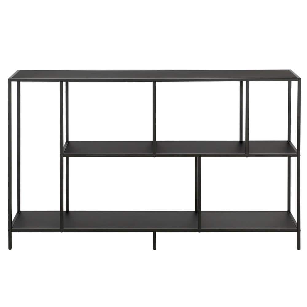 Winthrop 52" Blackened Bronze Console Table with Tempered Glass Shelves