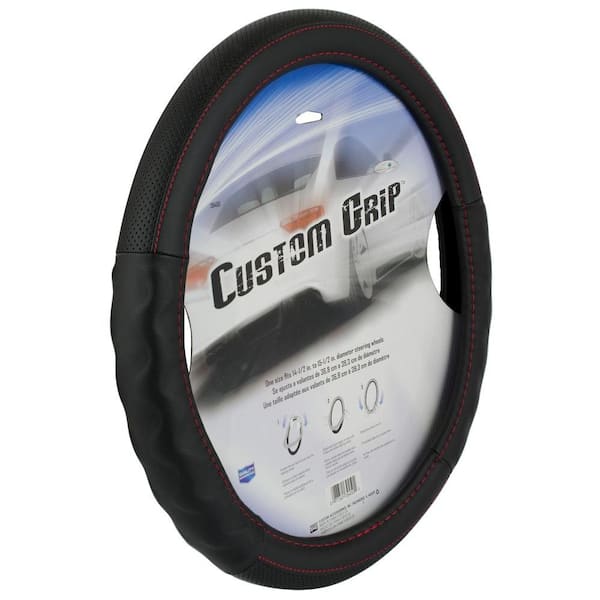 Unbranded Black Sport Grip Steering Wheel Cover in Red Stitch