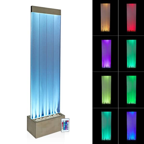 Alpine Corporation 72 in. H Indoor Bubble Wall Fountain with Color-Changing LED Lights and Remote, Silver