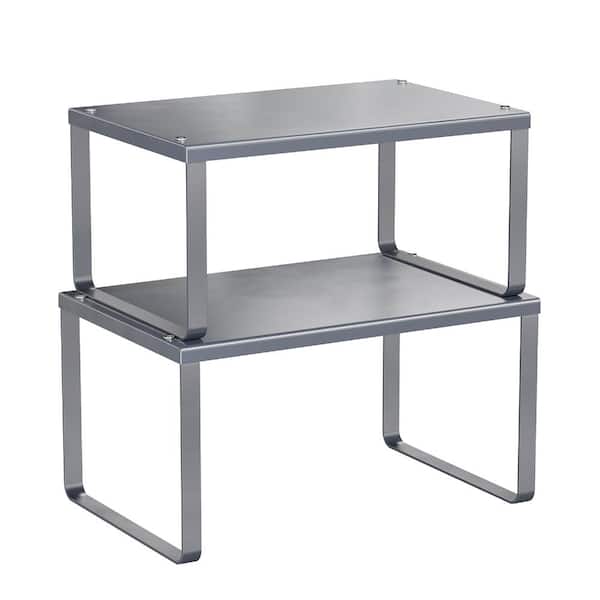 Set of 2 Expandable Metal Cabinet Organizer Shelves 7.3 in D x 11.7 in W x 5.4-6.2 in H Stackable Spice