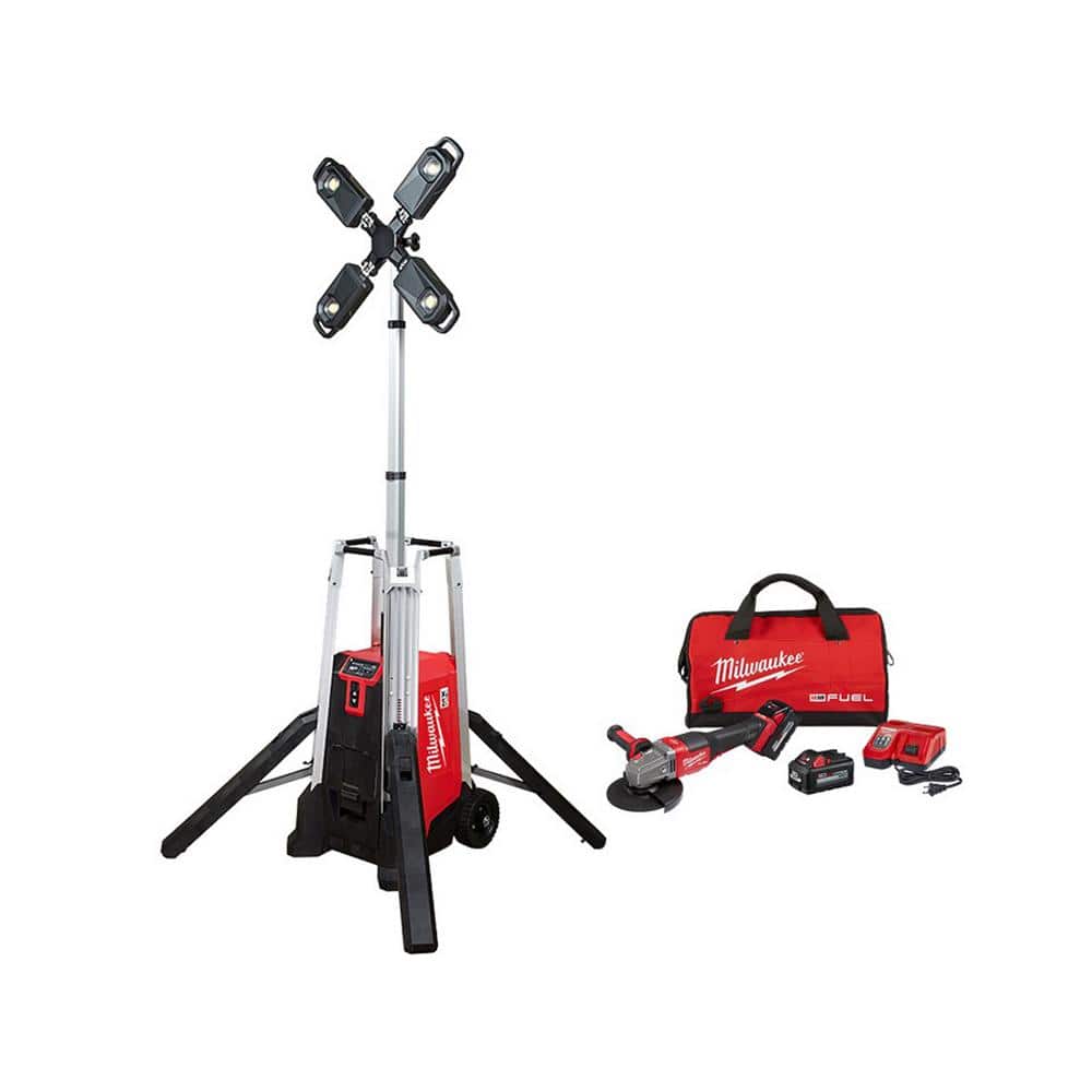 Milwaukee FUEL ROCKET Tower Light/Charger M18 FUEL Lithium-Ion Cordless 4-1/2 in./6 in. Grinder Kit MXF041-1XC-2980-22 - The Home Depot