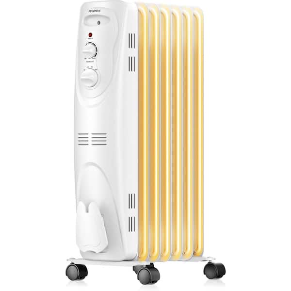 Radiant 1500-Watt White Portable Indoor Electric Oil-Filled Space Radiant Heater with Adjustable Thermostat