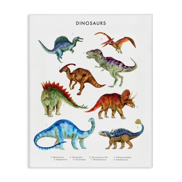 Dinosaur Learning Chart by Brett Blumenthal Unframed Animal Graphic Art Print 20 in. x 16 in.