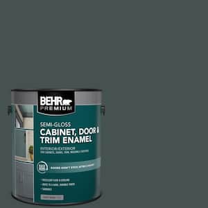 1 gal. #MQ6-44 Black Evergreen Semi-Gloss Enamel Interior/Exterior Cabinet, Door & Trim Paint