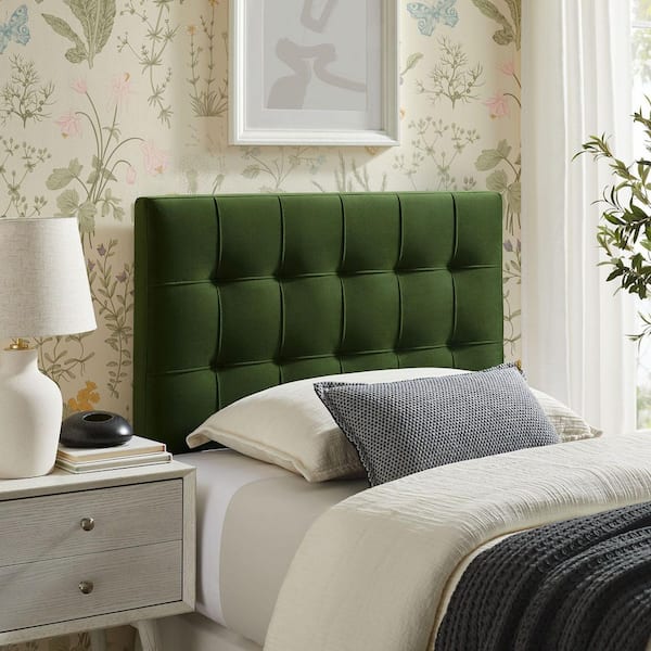 Lily Stain-Resistant Performance Velvet Twin Size Headboard in Moss Green