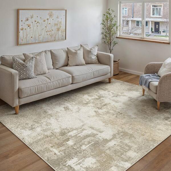 HaiiMeid Shka Beige 3 ft. x 5 ft. Modern Abstract Area Rug