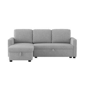 Jayne 83 in. Textured 2-Pieces Polyester Upholstery Reversible Sofa Chaise in Gray