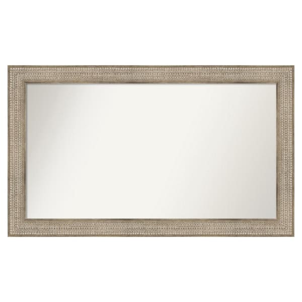 Amanti Art Trellis Silver 50 in. x 30 in. Custom Non-Beveled Wood Framed Bathroom Vanity Wall Mirror