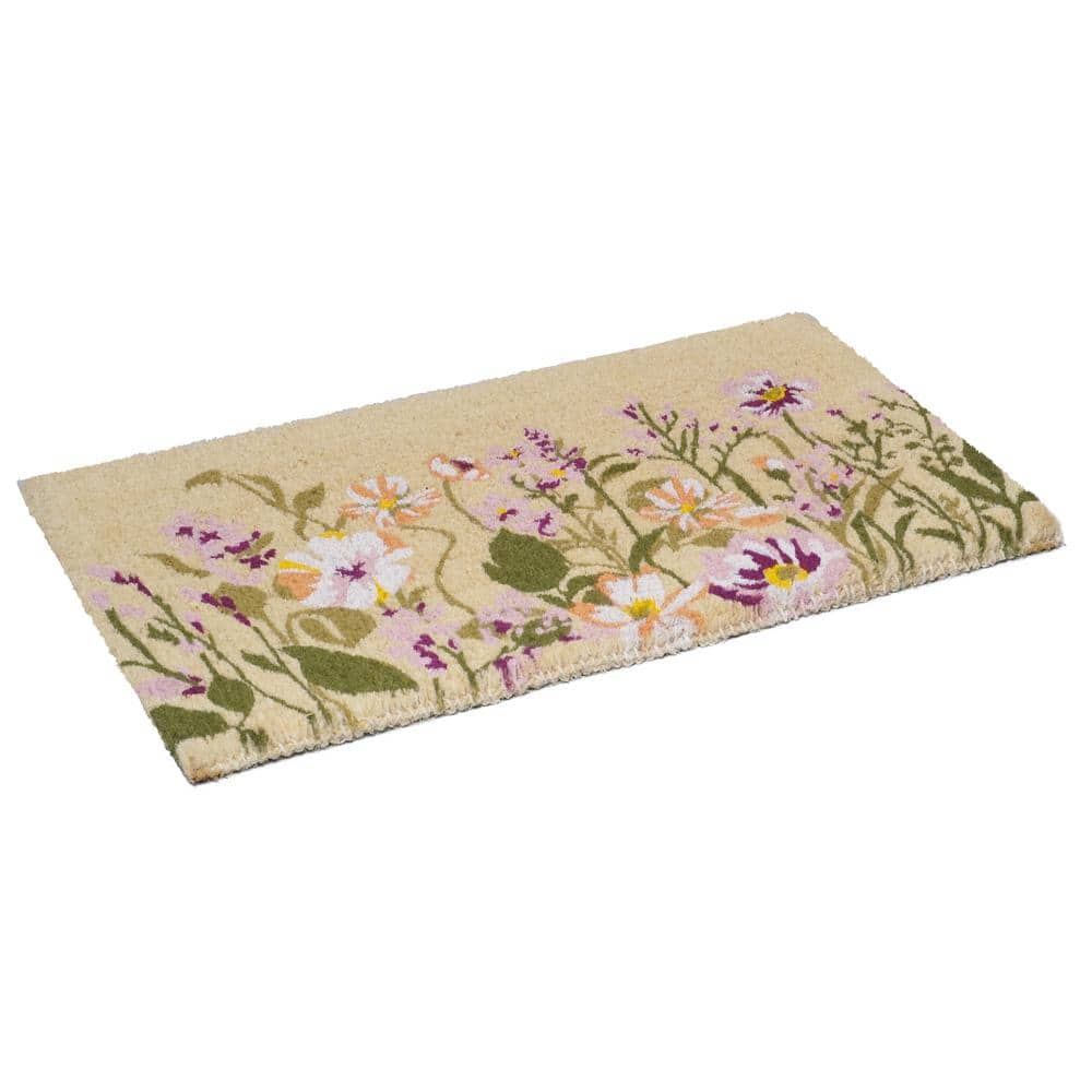 Botanical Garden Beige and Multicolor Coir Outdoor Doormat