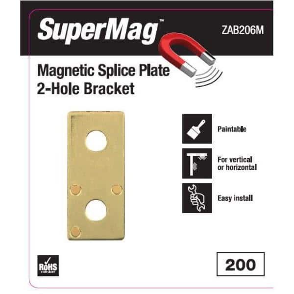 2-Hole Flat Straight Bracket with Magnets - Strut Fitting - Gold Galvanized (ZAB206M)