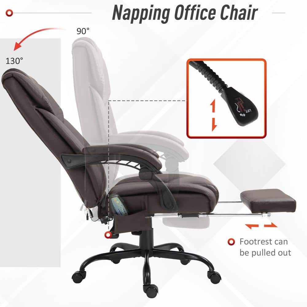 Brown High Back Leather Executive Swivel Office Chair with Adjustable Arms