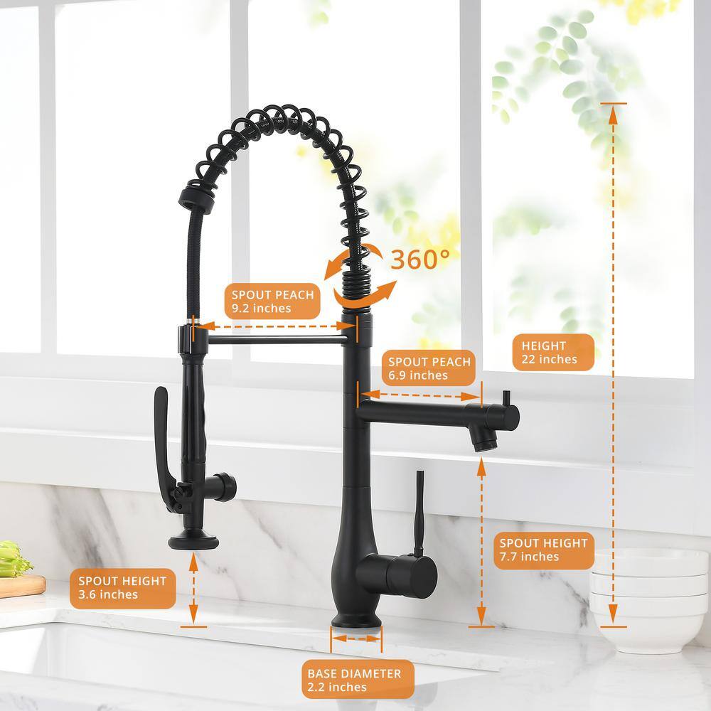 Black Stainless Steel Commercial Single Handle Kitchen Faucet with Pull-Down Sprayer