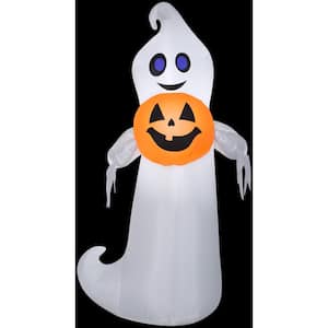 5 ft. H Playful Ghost Holding Pumpkin-MD Halloween Inflatable