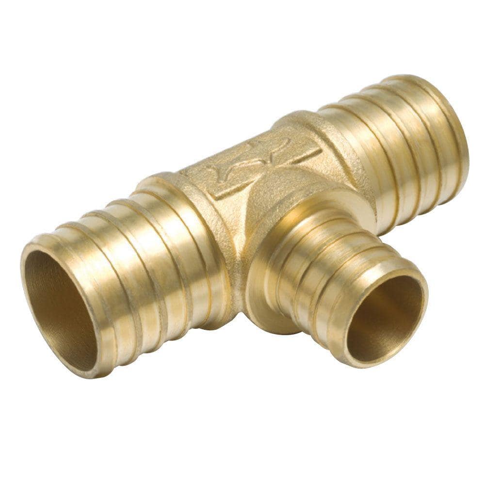 SharkBite 1 in. x 1 in. x 3/4 in. PEX Barb Brass Reducing Tee