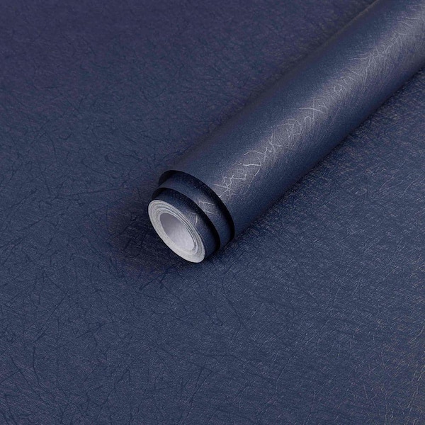 Dark Blue Silk Solid Color Contact Paper Peel and Stick Wallpaper Roll